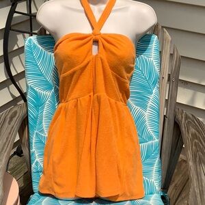 Orange terrycloth romper. Women’s Small